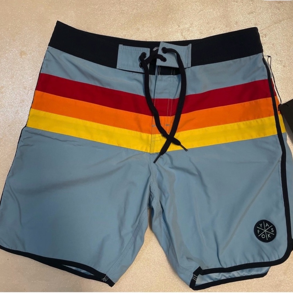 KAVU Men's Vibrant Stripe Board Shorts